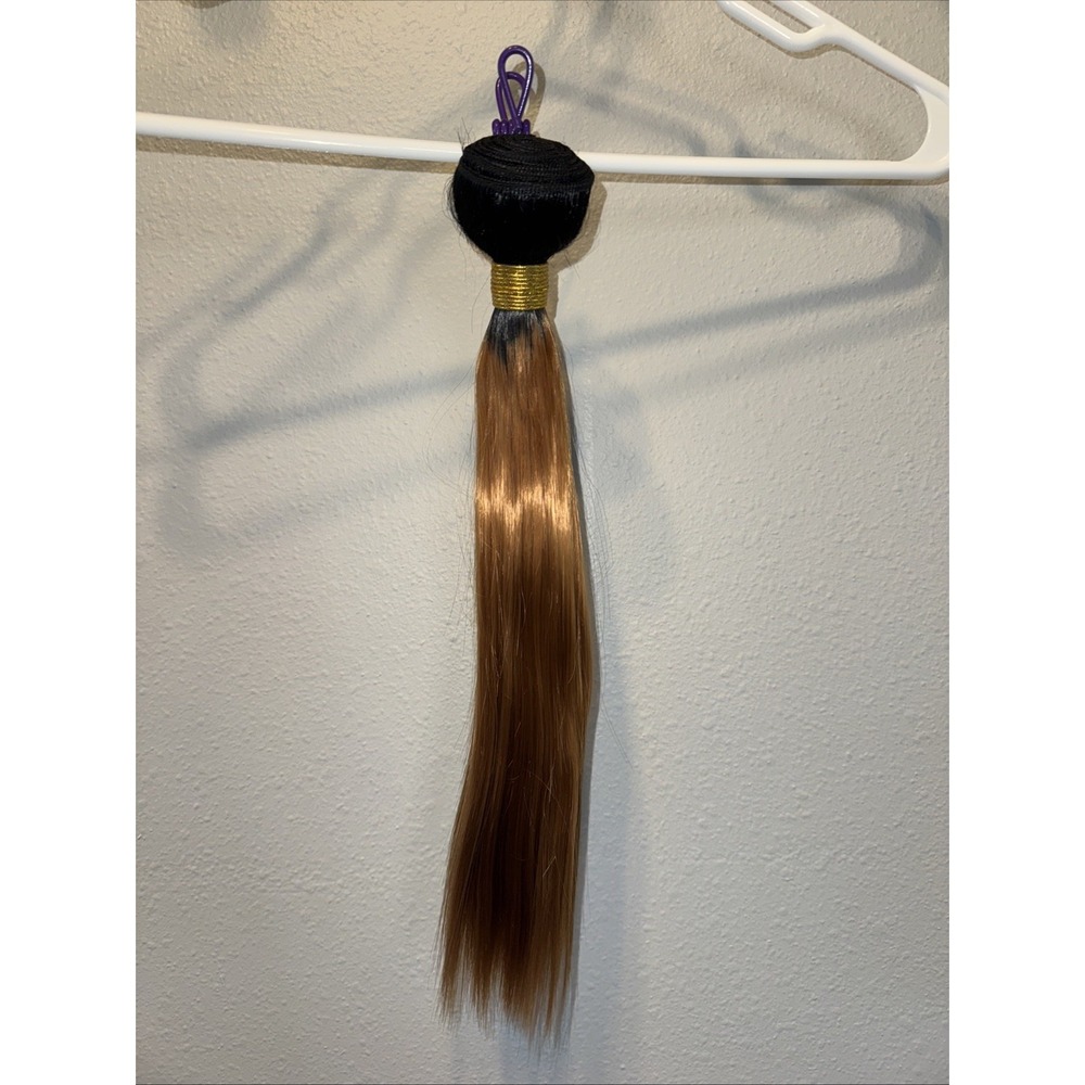 12" Straight Hair Extension Weft Black Root Honey Gold | MSRP = $16